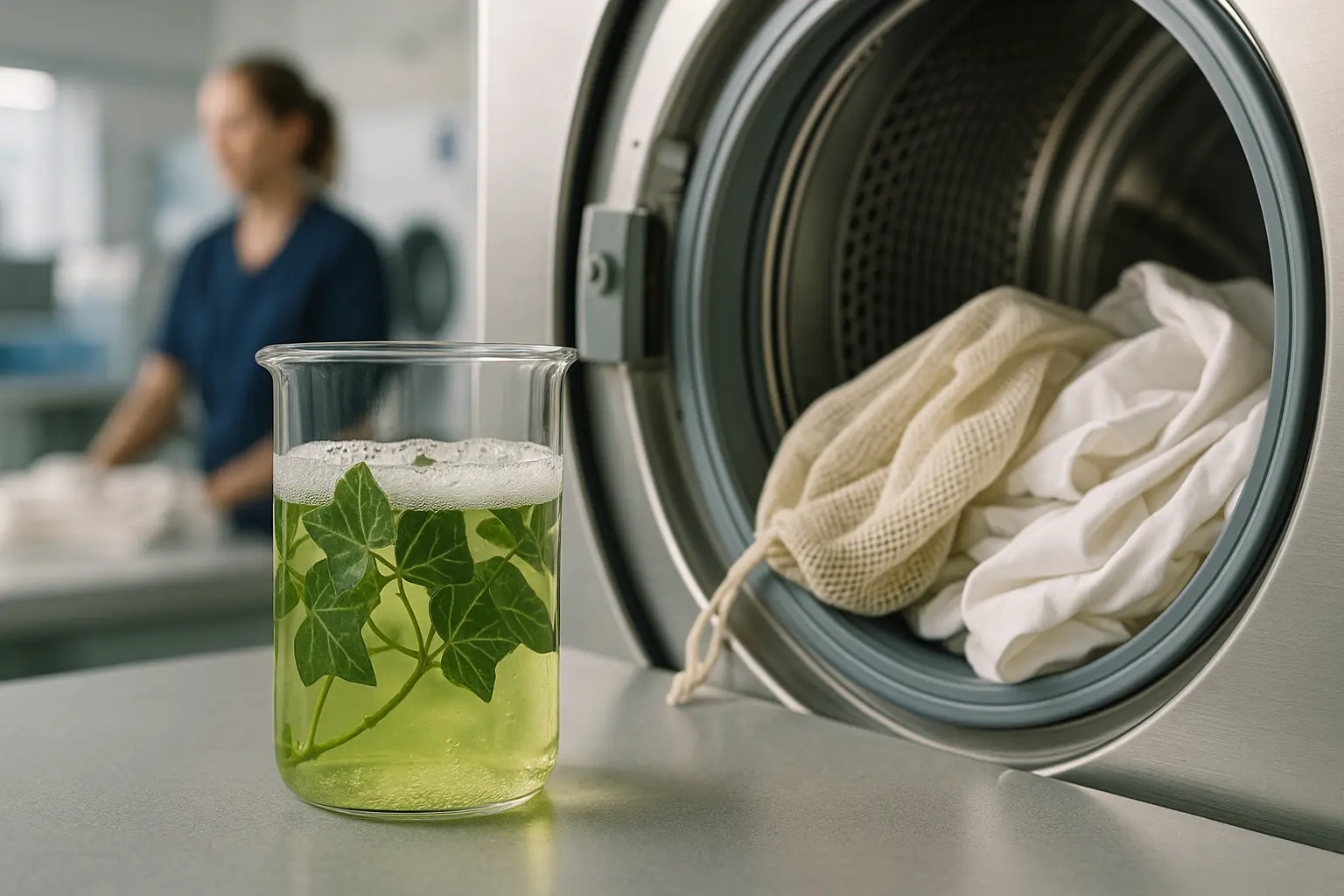 Washing laundry with ivy