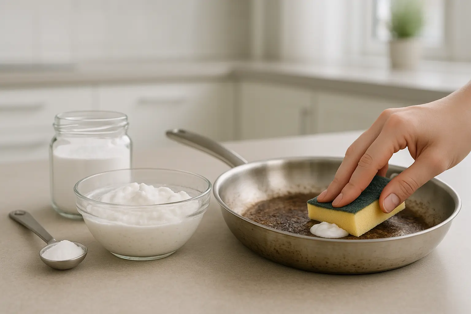 Baking soda paste for burnt-on residues: How to use it correctly