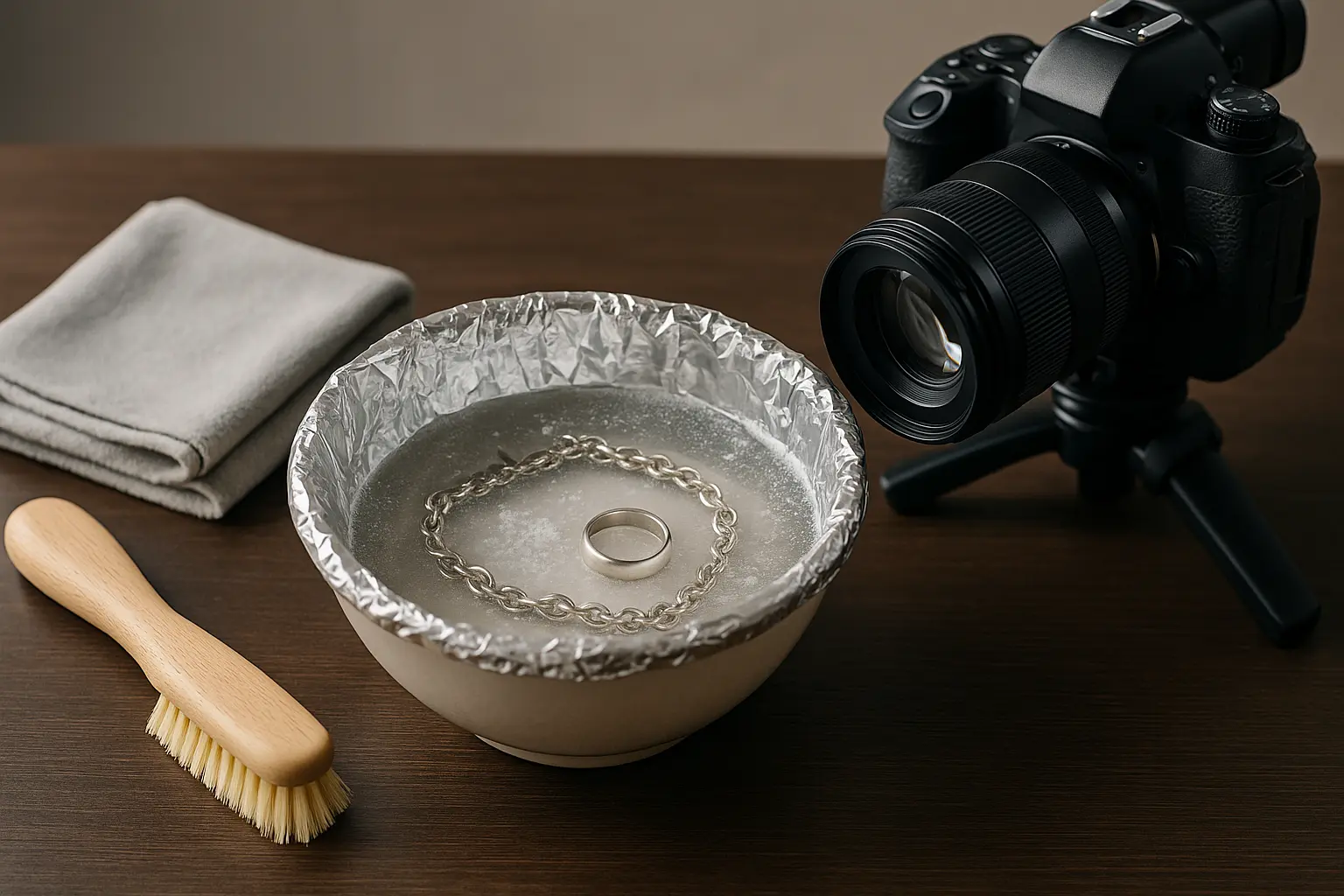 Cleaning silver jewelry with household remedies